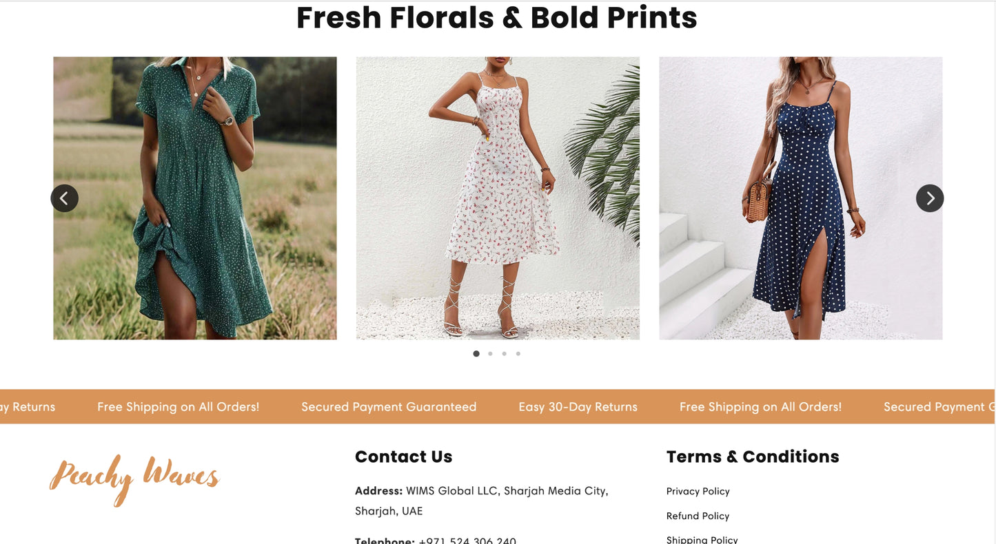 Pfirsichfarbene Wellen | Startbereiter Shop für elegante Sommerkleider und Damenbekleidung mit Premium-Thema