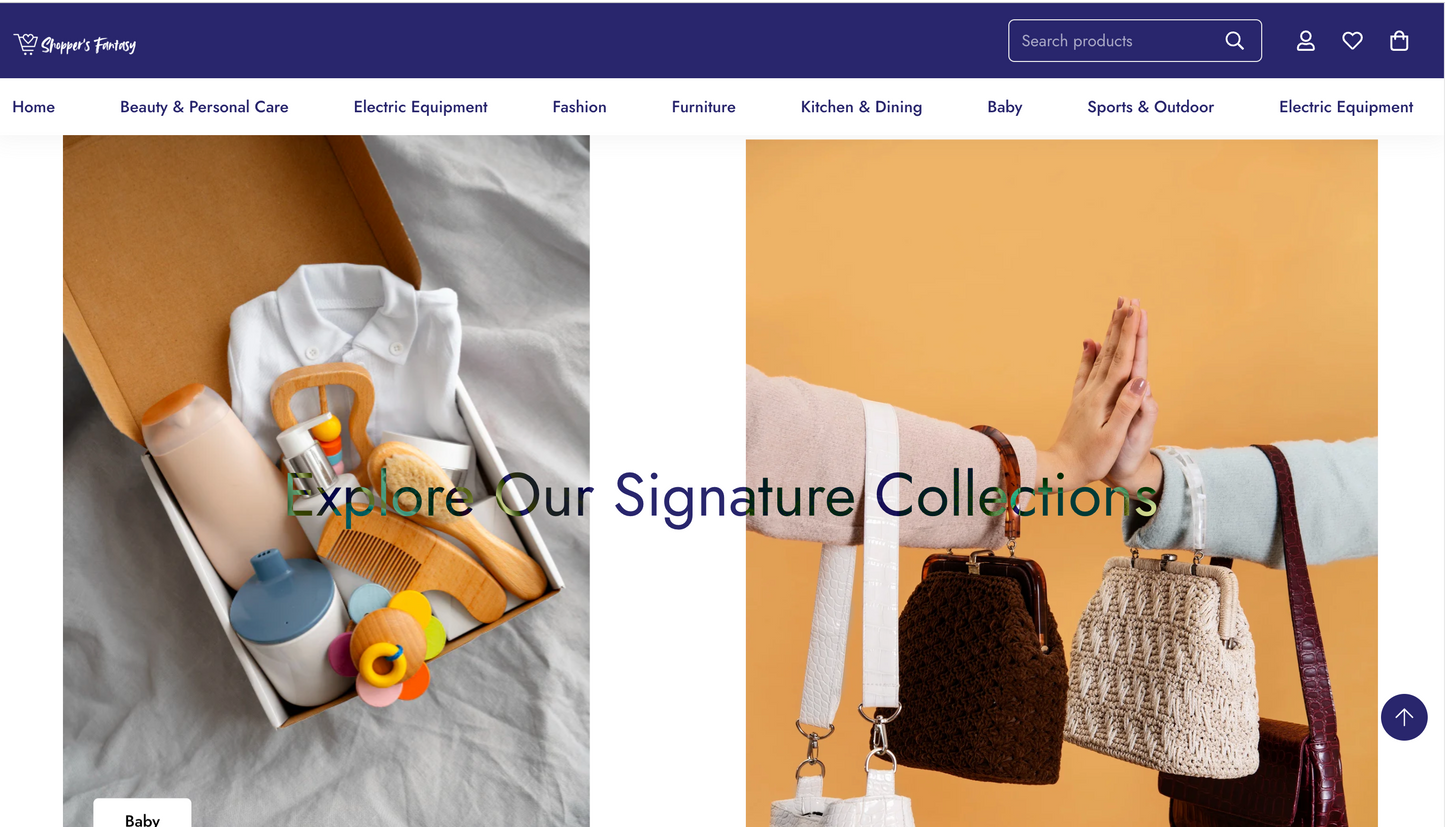Shoppers Fantasy | Startbereiter Shopify-Shop mit mehreren Produkten | Standarddesign | Shop für allgemeine Produkte