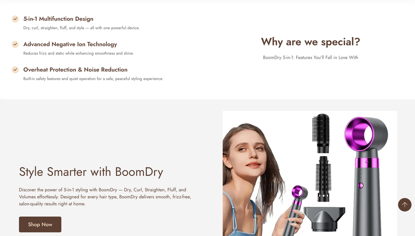 BloomDry | Ready-to-Launch Beauty Tool Single Product Store
