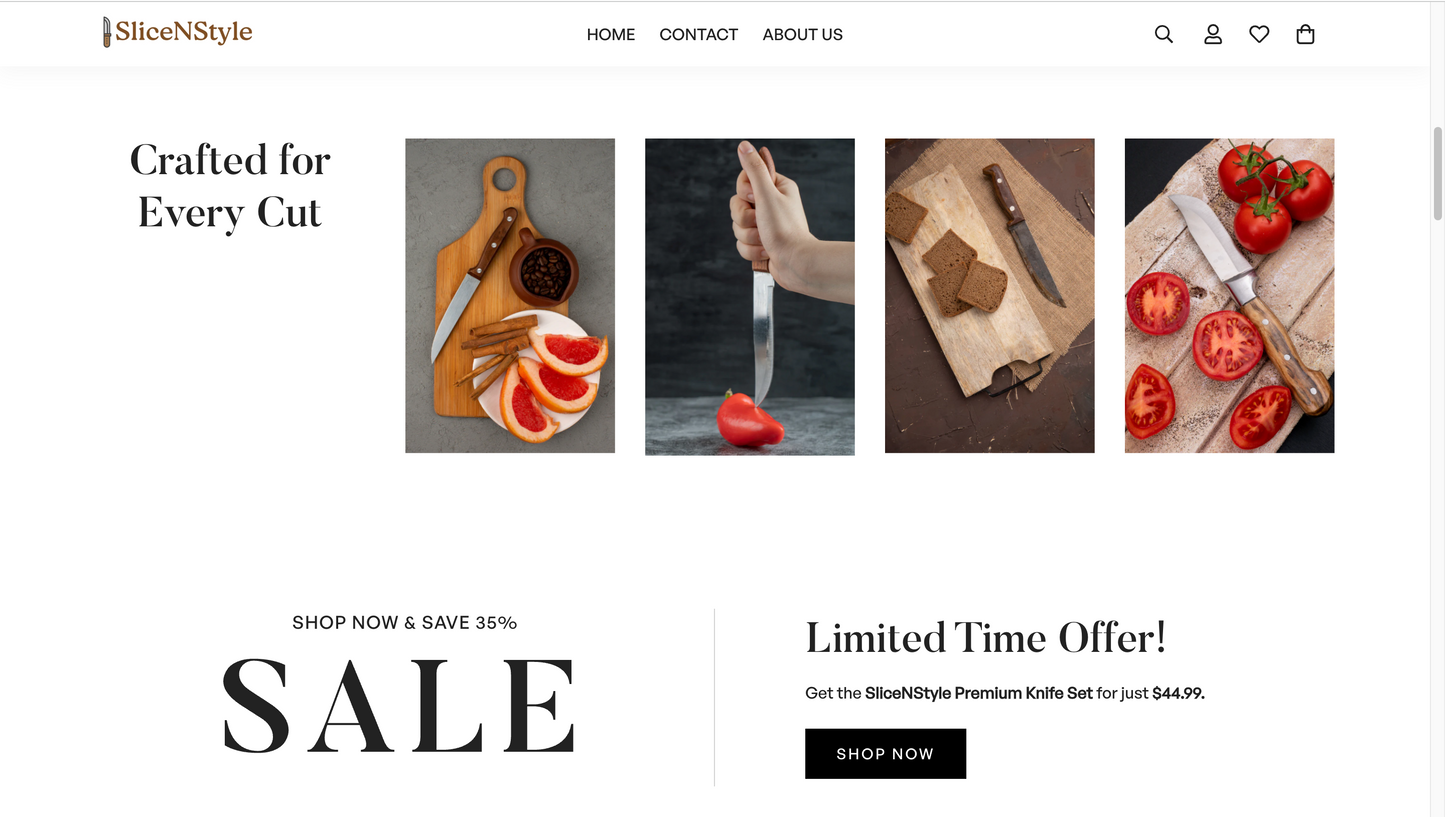 SliceNStyle | Ready-to-Launch Shopify Store for Kitchenware/ Knife Set
