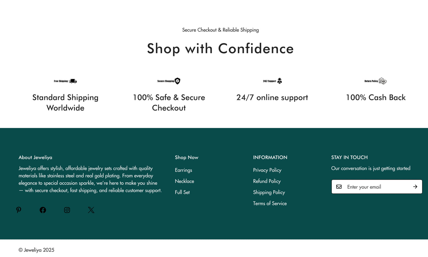 Startbereiter Shopify-Shop für eleganten Schmuck | Jeweliya (Standarddesign | Mehrere Produkte)
