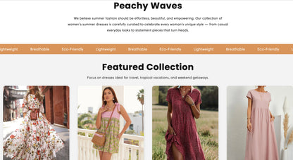 Pfirsichfarbene Wellen | Startbereiter Shop für elegante Sommerkleider und Damenbekleidung mit Premium-Thema