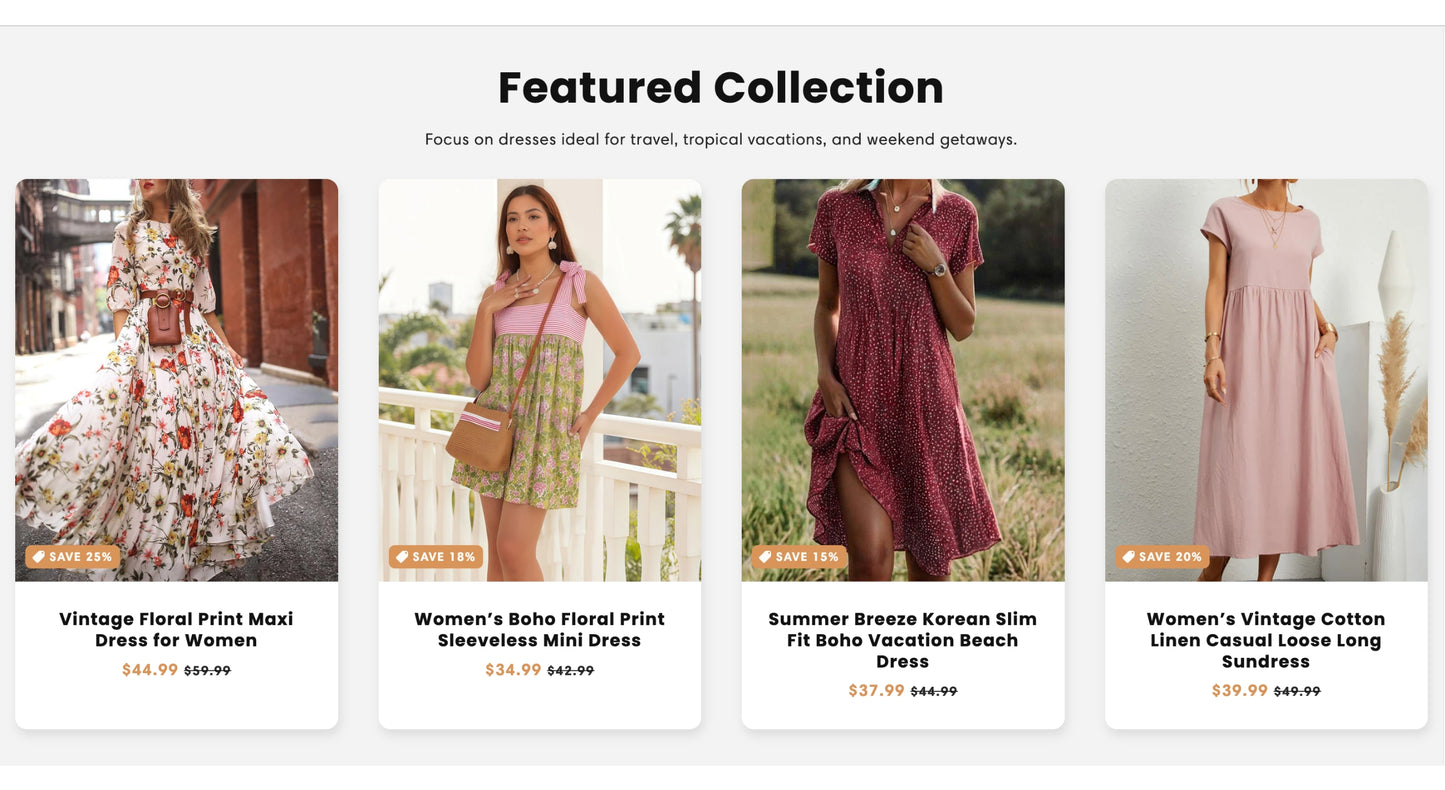 Pfirsichfarbene Wellen | Startbereiter Shop für elegante Sommerkleider und Damenbekleidung mit Premium-Thema