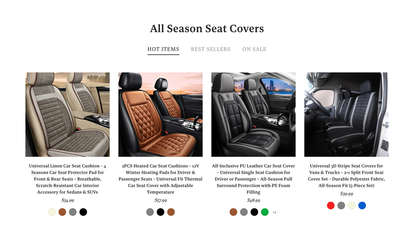 Startbereiter Autozubehör-Shop | Website für Autositzbezüge mit mehreren Produkten und Standardthemen | Cover Cruze