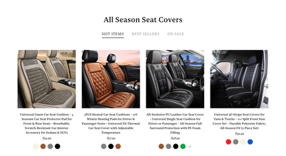 Startbereiter Autozubehör-Shop | Website für Autositzbezüge mit mehreren Produkten und Standardthemen | Cover Cruze