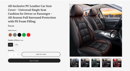 Startbereiter Autozubehör-Shop | Website für Autositzbezüge mit mehreren Produkten und Standardthemen | Cover Cruze