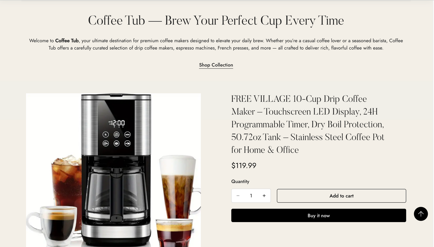 Coffee Tub | Ready-to-Launch Shopify Store for Coffee Makers