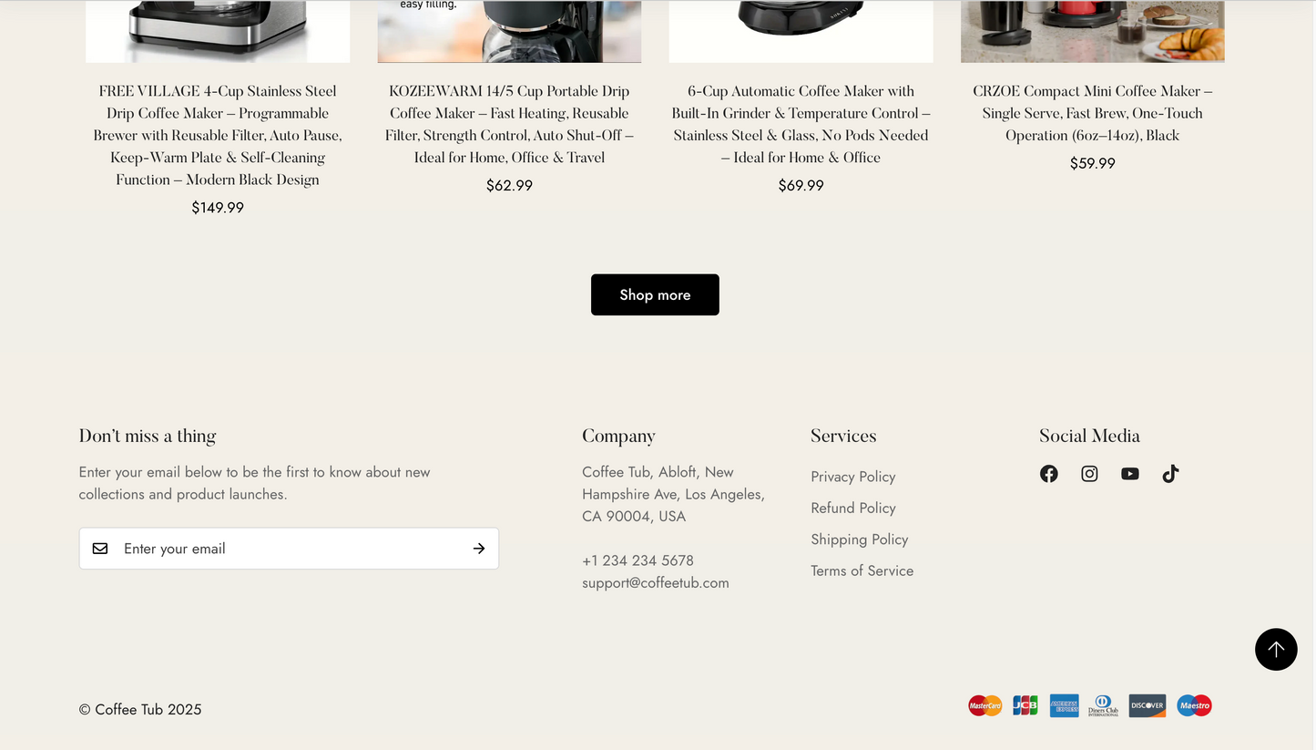 Coffee Tub | Ready-to-Launch Shopify Store for Coffee Makers
