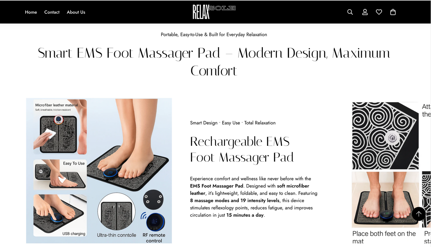 RelaxSole | Ready-to-Launch Single Product Store for EMS Foot Massager