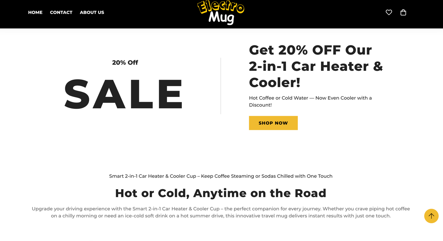 Electro Mug | Ready-to-Launch Shopify Store for 2-in 1 Heating & Cooling Cup Holder