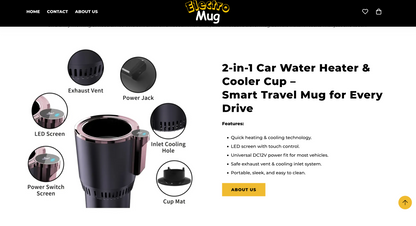 Electro Mug | Ready-to-Launch Shopify Store for 2-in 1 Heating & Cooling Cup Holder