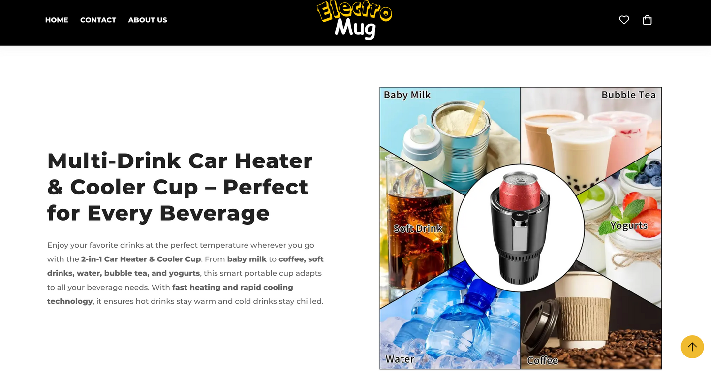Electro Mug | Ready-to-Launch Shopify Store for 2-in 1 Heating & Cooling Cup Holder