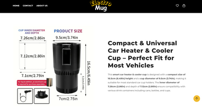 Electro Mug | Ready-to-Launch Shopify Store for 2-in 1 Heating & Cooling Cup Holder