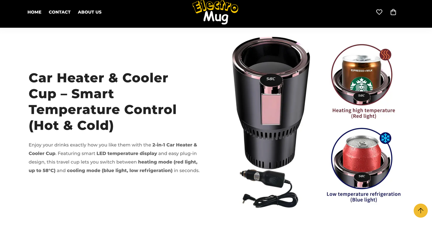 Electro Mug | Ready-to-Launch Shopify Store for 2-in 1 Heating & Cooling Cup Holder
