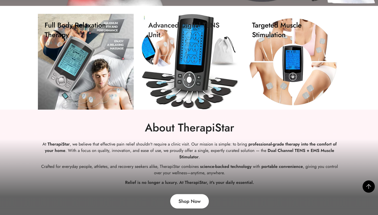 TherapiStar | Ready-to-Launch Single Product Store for TENS EMS Muscle Stimulator